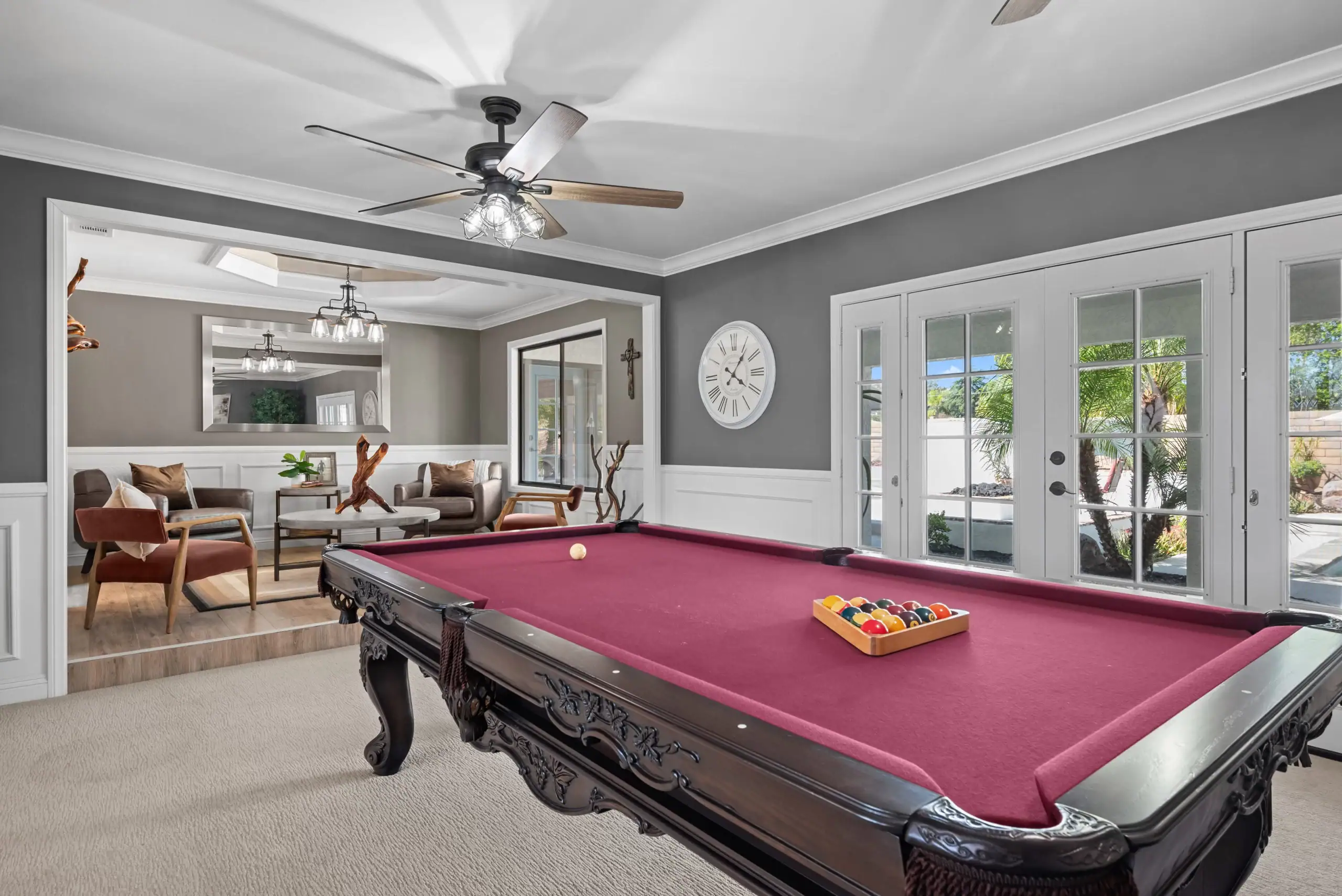 Hemet real estate photography of a ranch-style house with a pool room.