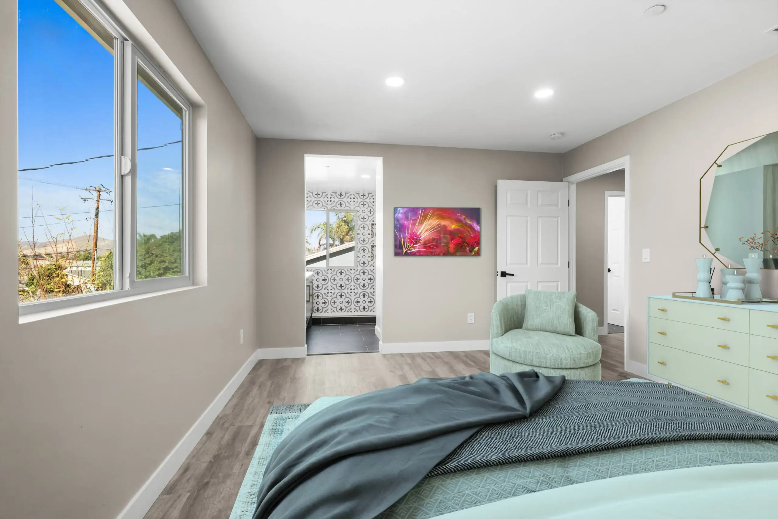 Lake Elsinore real estate photography of a bedroom with virtual staging